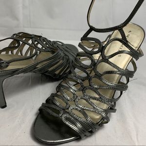 NOS 11 A. Marinelli Pewter leather strappy sandals